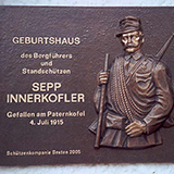 Gedenktafel Sepp Innerkofler